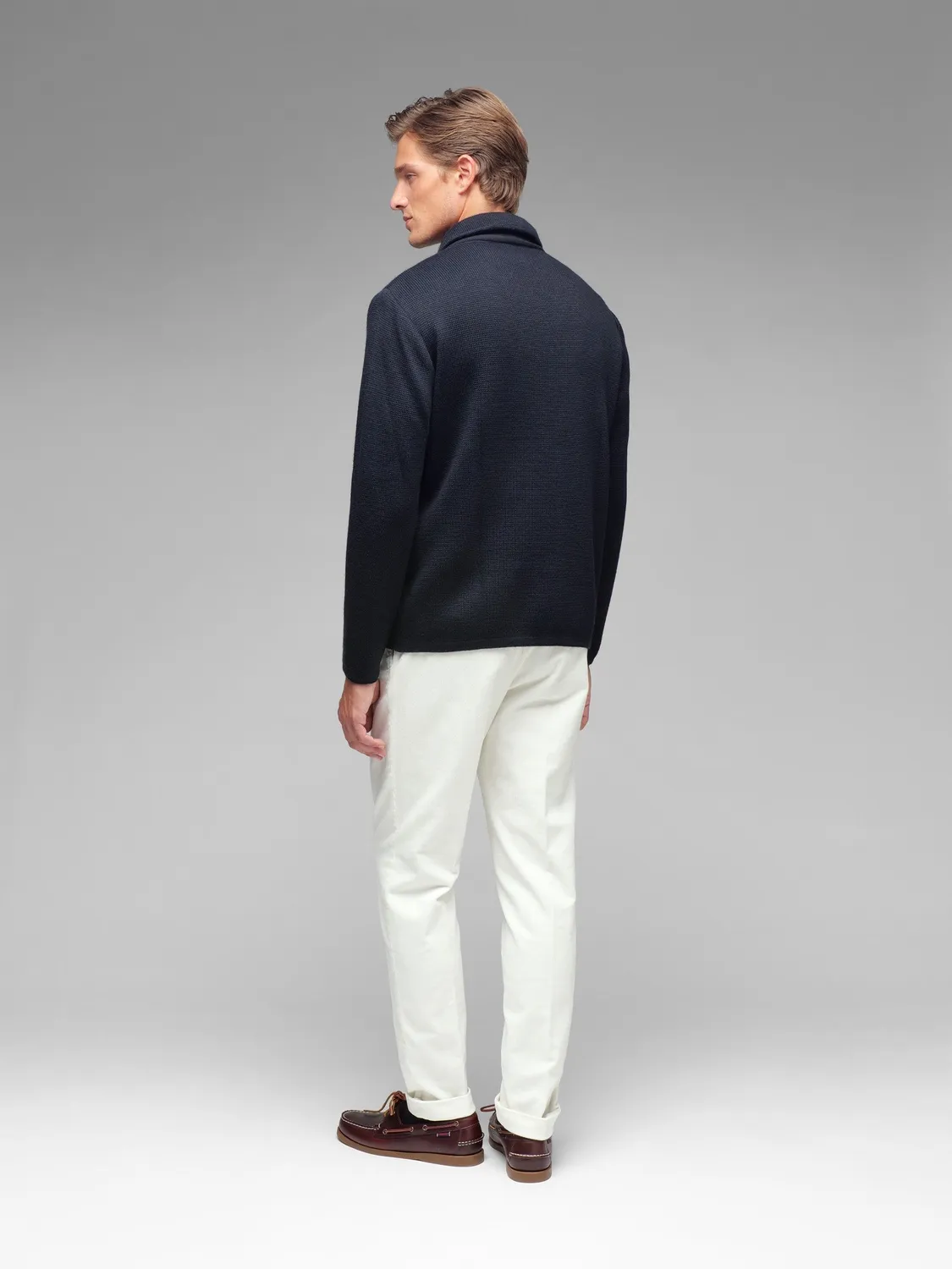 Paoloni Giaccone doppiopetto in maglia misto lana blu