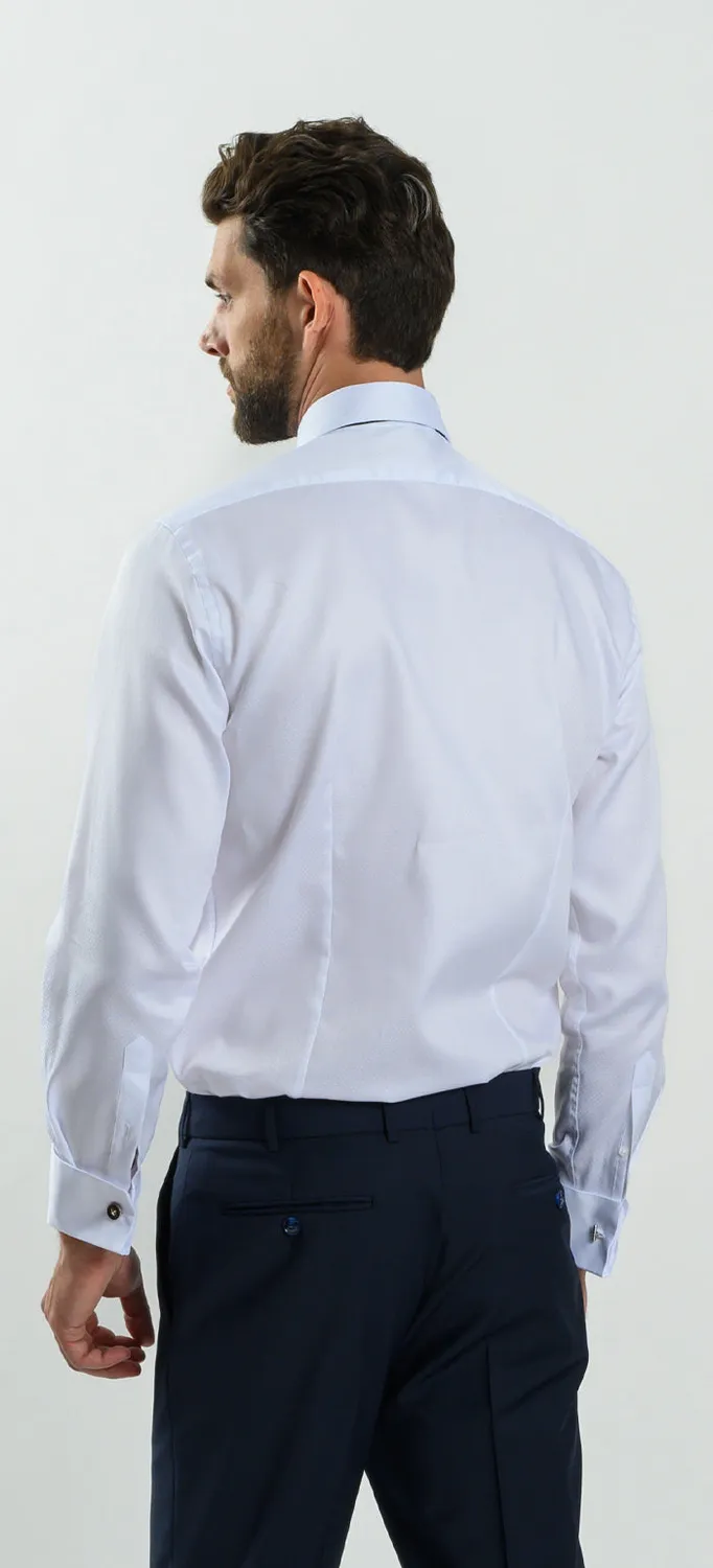Alain Delon camicia bianca extra slim fit a quadri