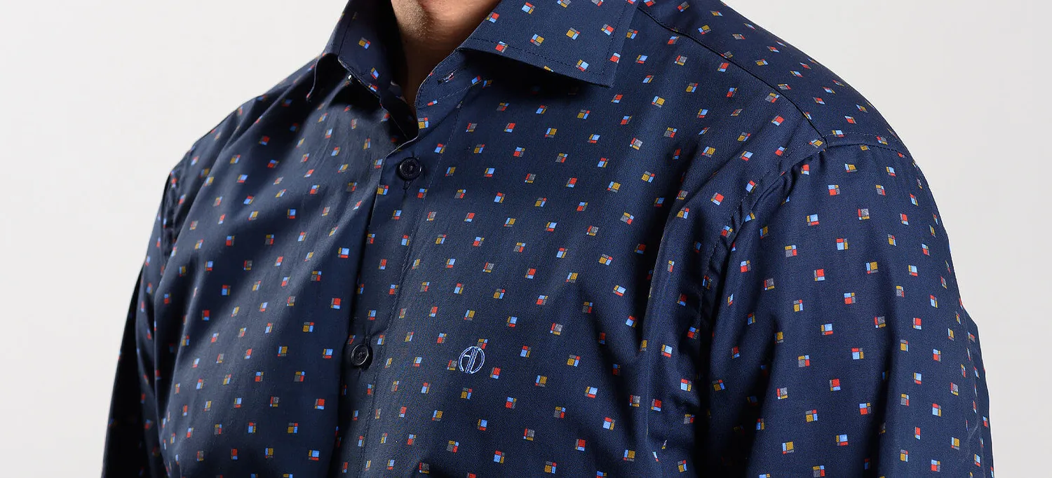 Alain Delon camicia casual blu navy extra slim fit