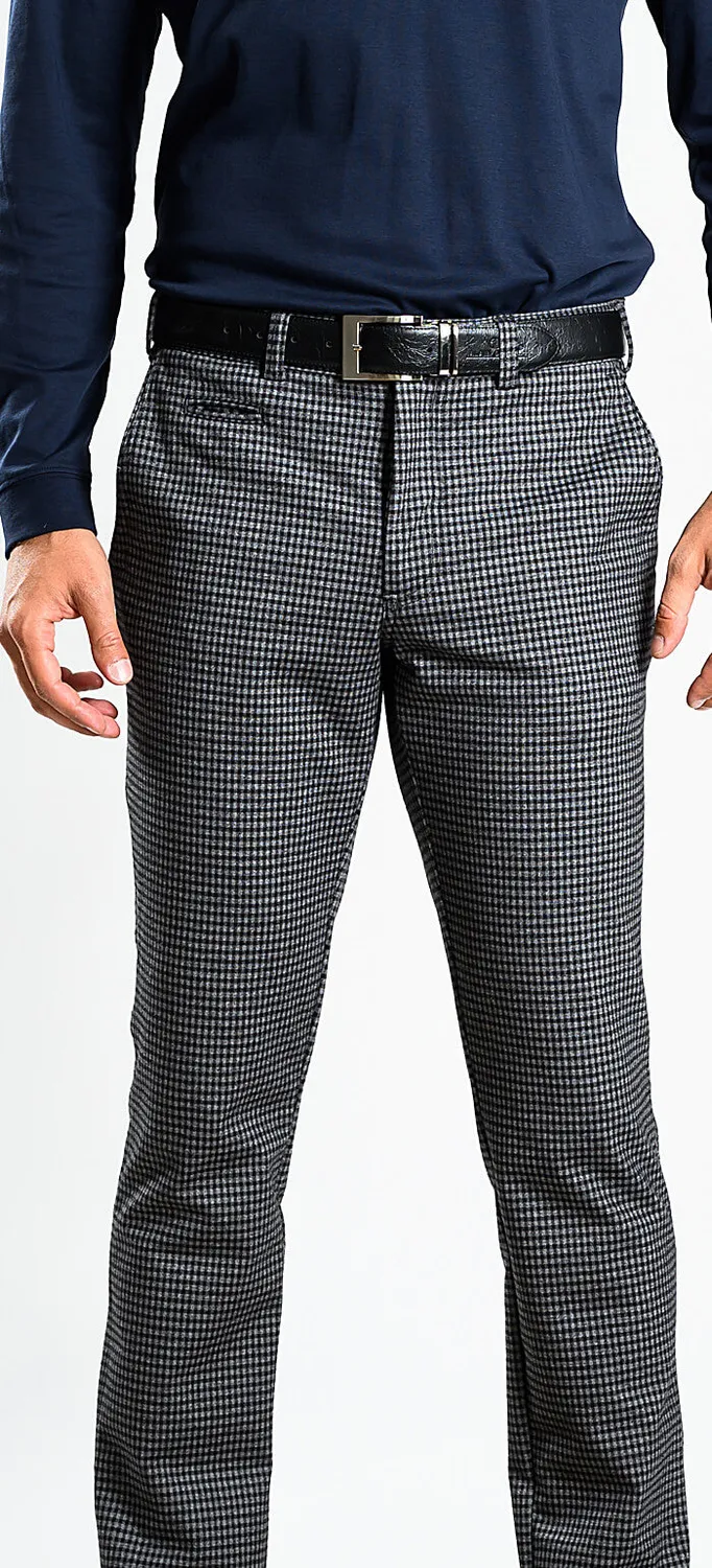 Alain Delon pantalone quadri grigio-nero slim