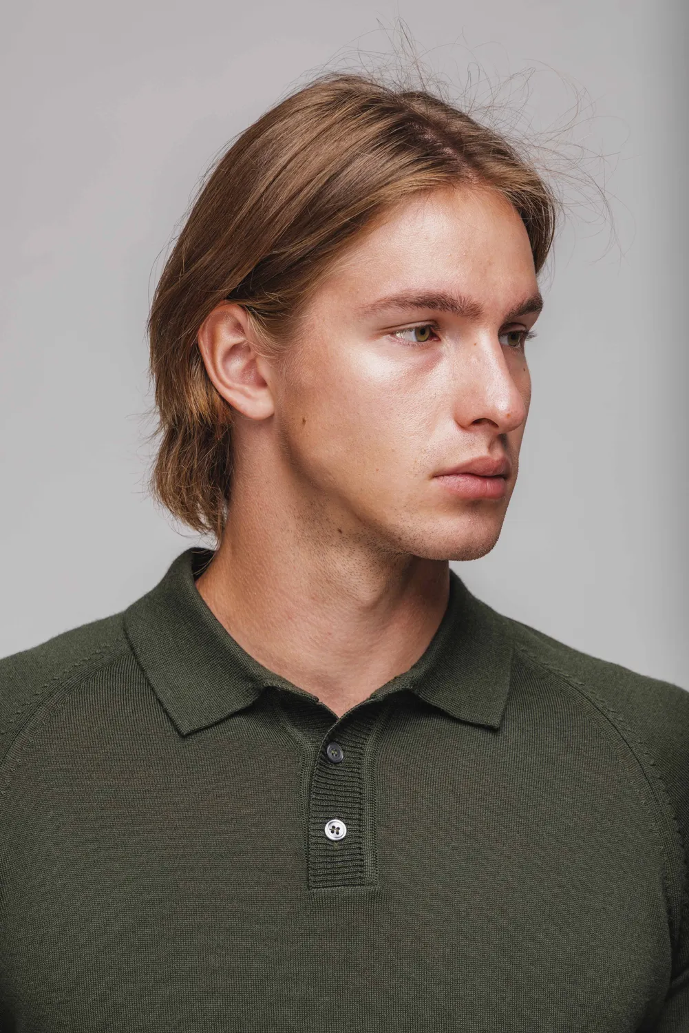 Alain Delon polo maglia verde manica lunga lana