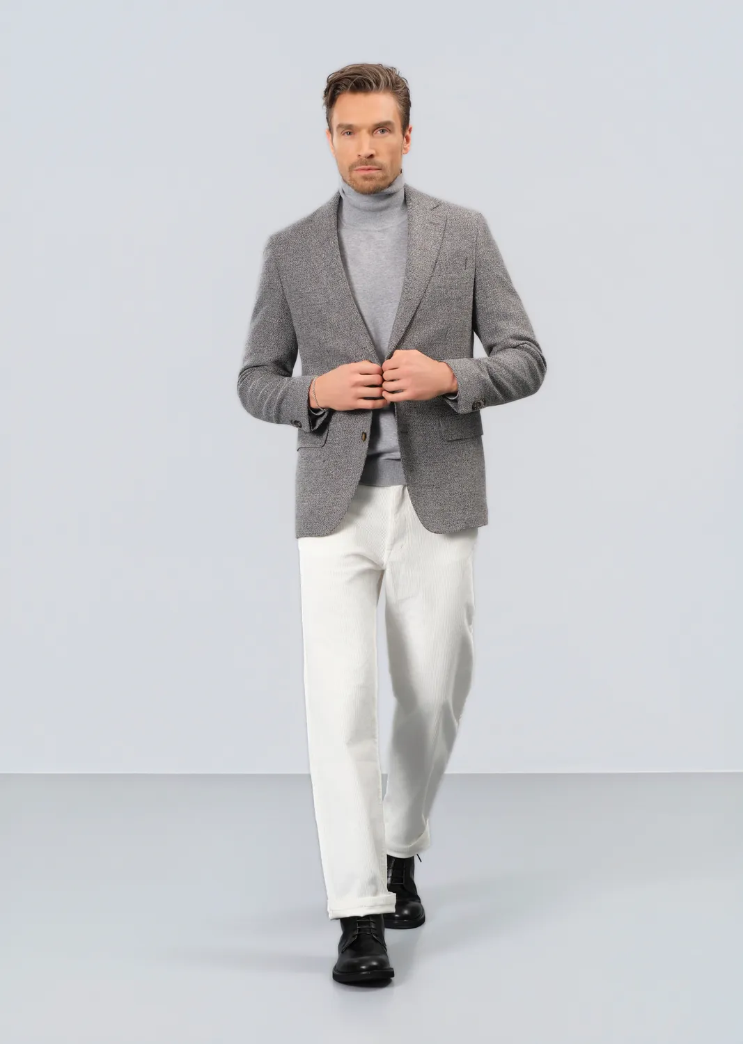Sand Menswear 6685 Stretch Star Easy giacca grigia hopsack