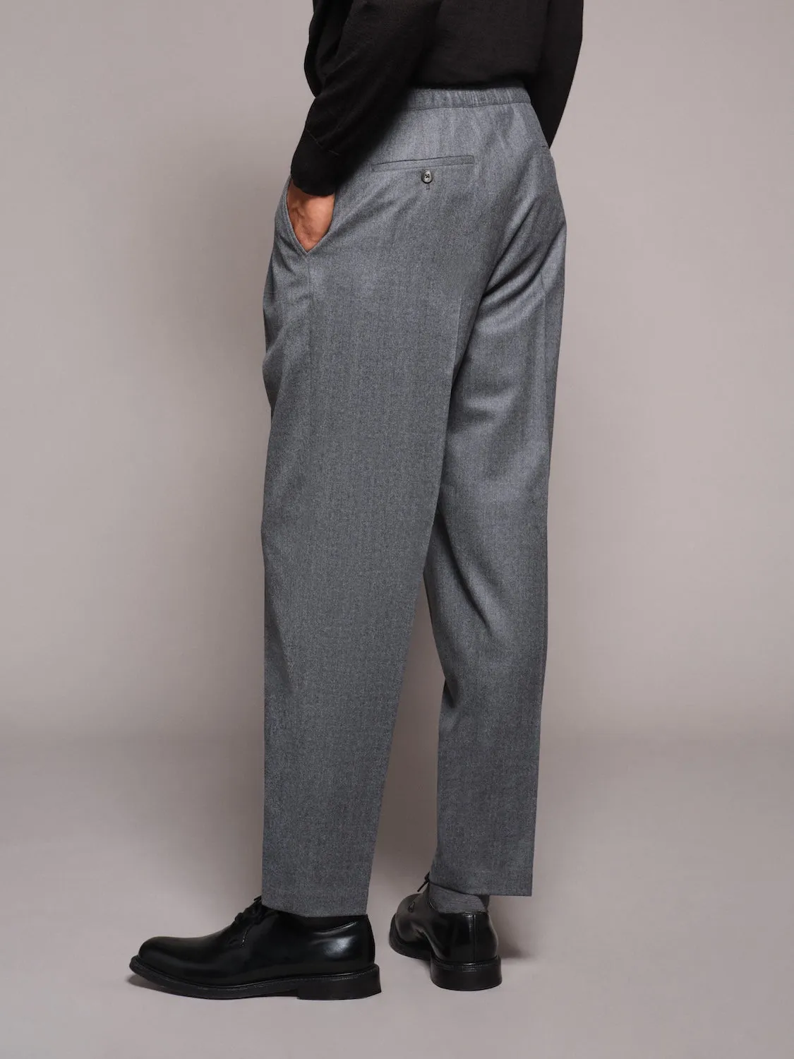 Caruso pantalone jogger fit flanella lana grigio