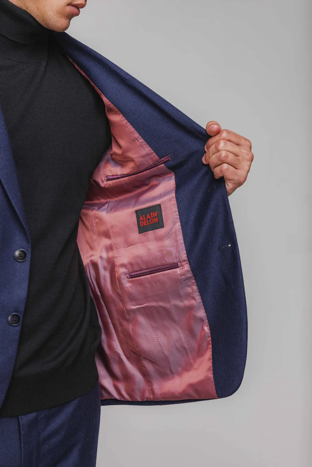 Alain Delon abito uomo slim fit blu accenti neri