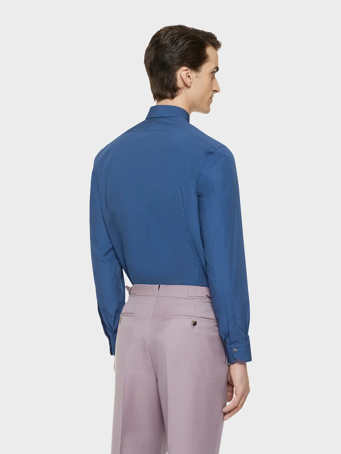 Caruso camicia slim blu cotone madreperla