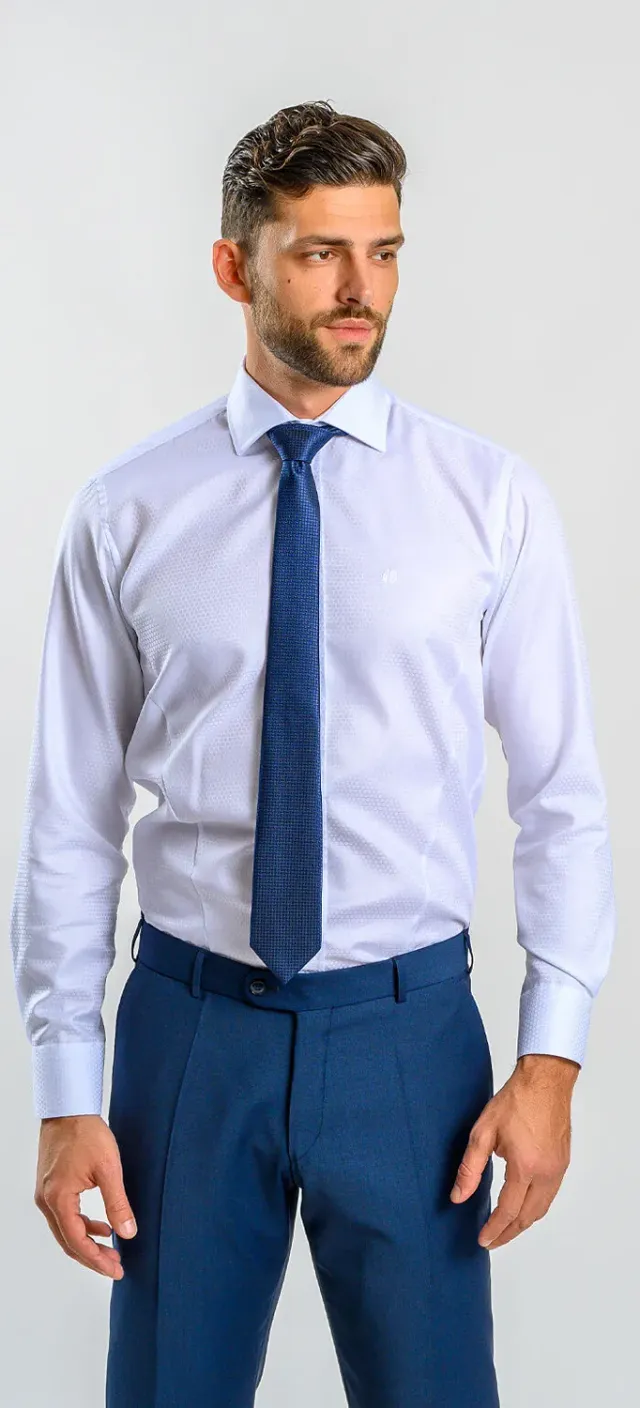 Alain Delon Camicia Bianca Pois Extra Slim Fit