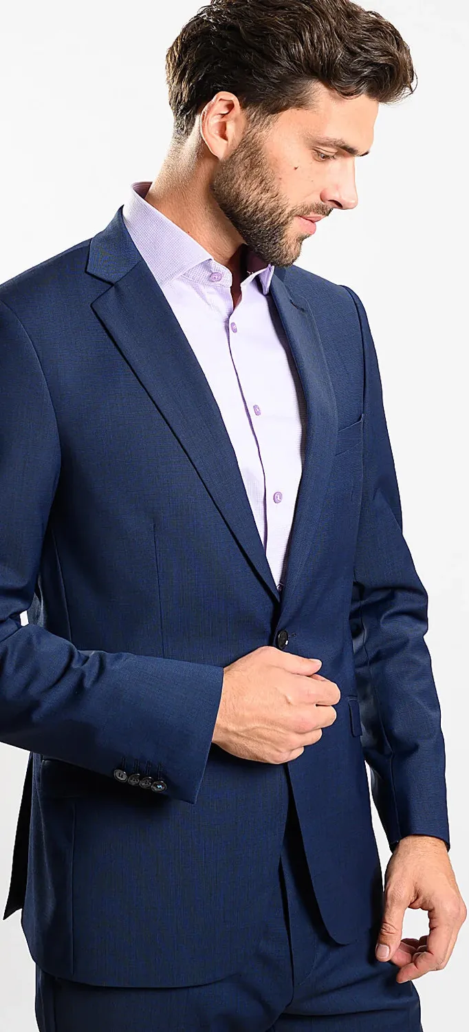 Alain Delon Slim Fit completo uomo blu stretch antigrinza