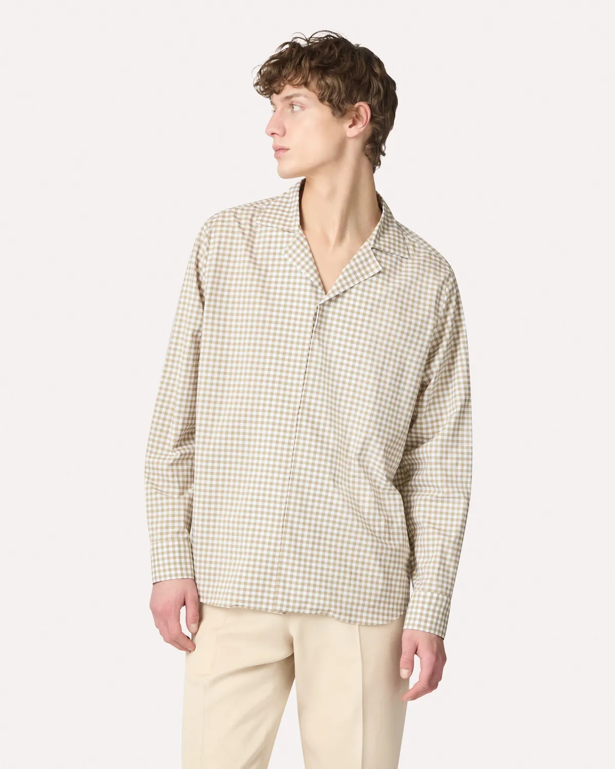 Lardini Camicia Quadretti Bicolor Popeline Relaxed Verde