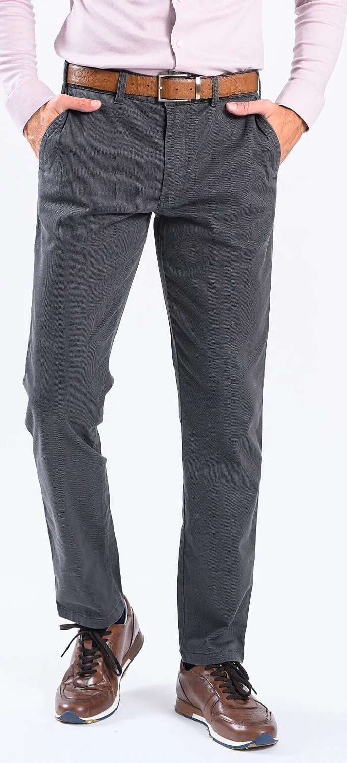 Alain Delon pantaloni grigi slim fit cotone micro-fantasia