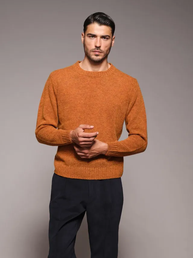 Caruso Butterfly maglia girocollo lana Shetland rossa