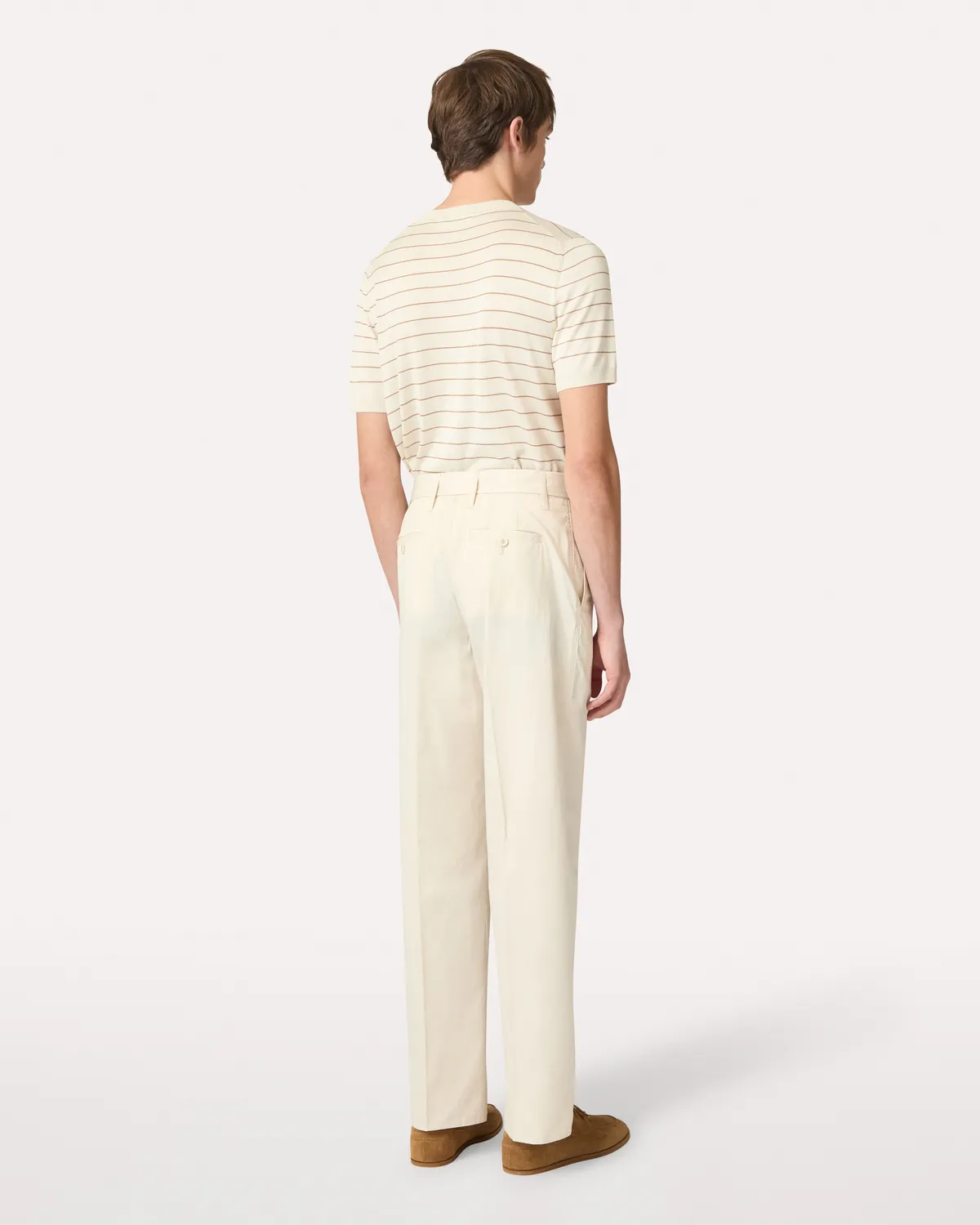 Lardini pantalone panna cotone e seta senza pieghe
