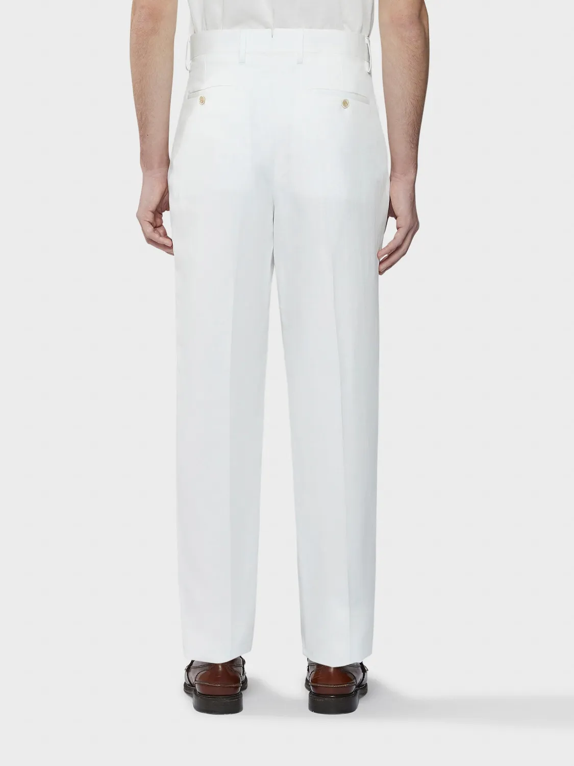 Caruso pantalone bianco cotone lino seta ampio
