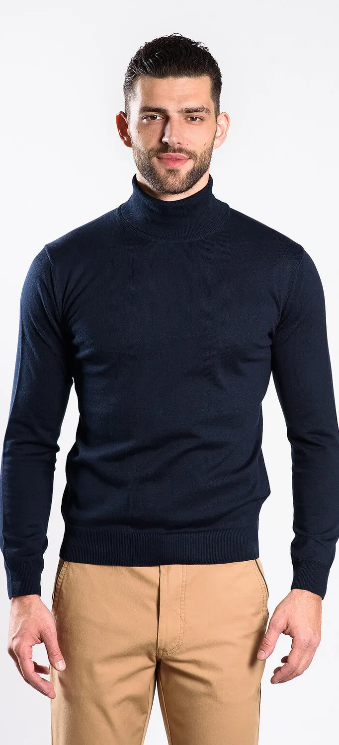Alain Delon dolcevita blu cotone Slim Fit