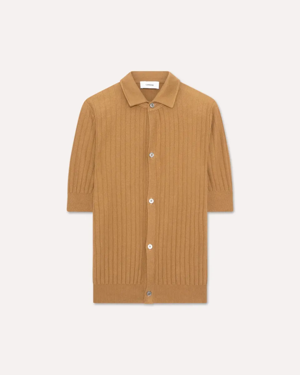 Lardini camicia maglia cammello manica corta