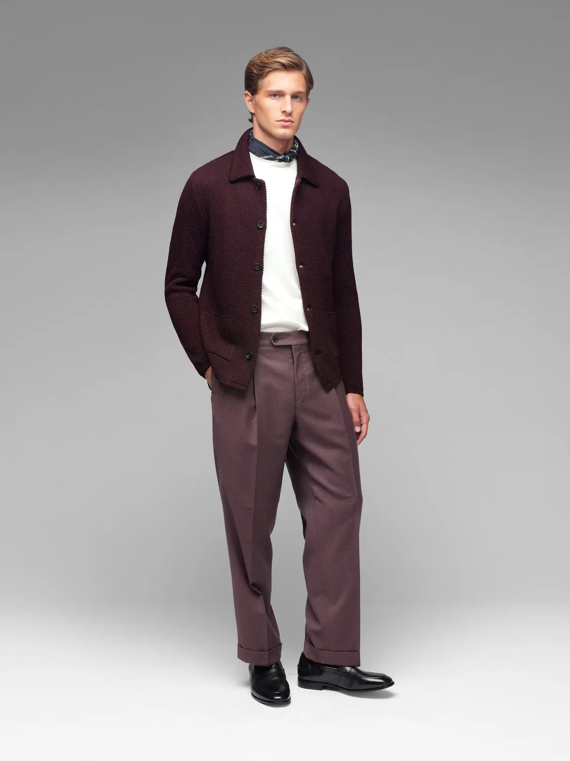 Paoloni Overshirt punto piquet rossa misto lana