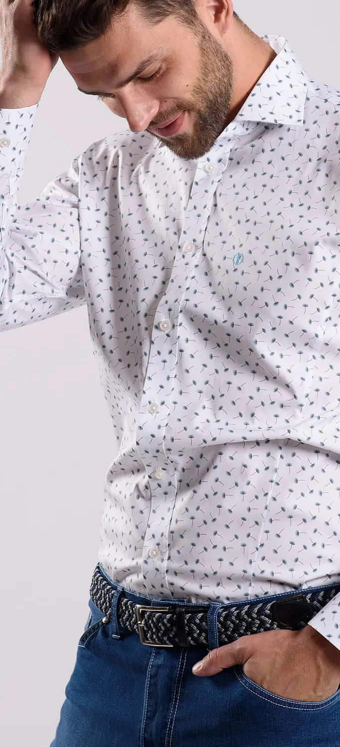 Alain Delon Extra Slim Fit camicia bianca fantasia