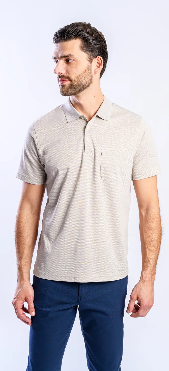 Alain Delon Polo Beige Slim Fit Cotone Micropima