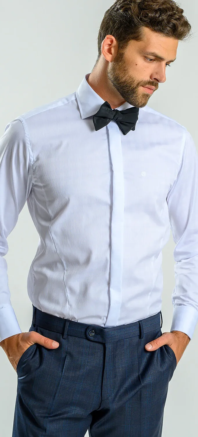 Alain Delon camicia bianca quadretti extra slim fit