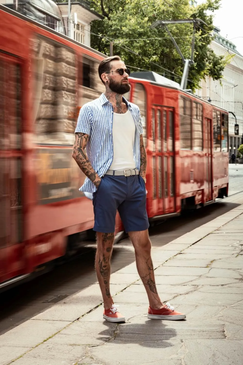Alain Delon camicia manica corta extra slim righe bianche blu