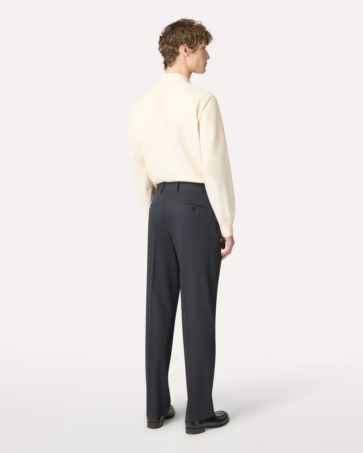 Lardini Pantalone Blu Crepe Gabardine Stretch Senza Pieghe