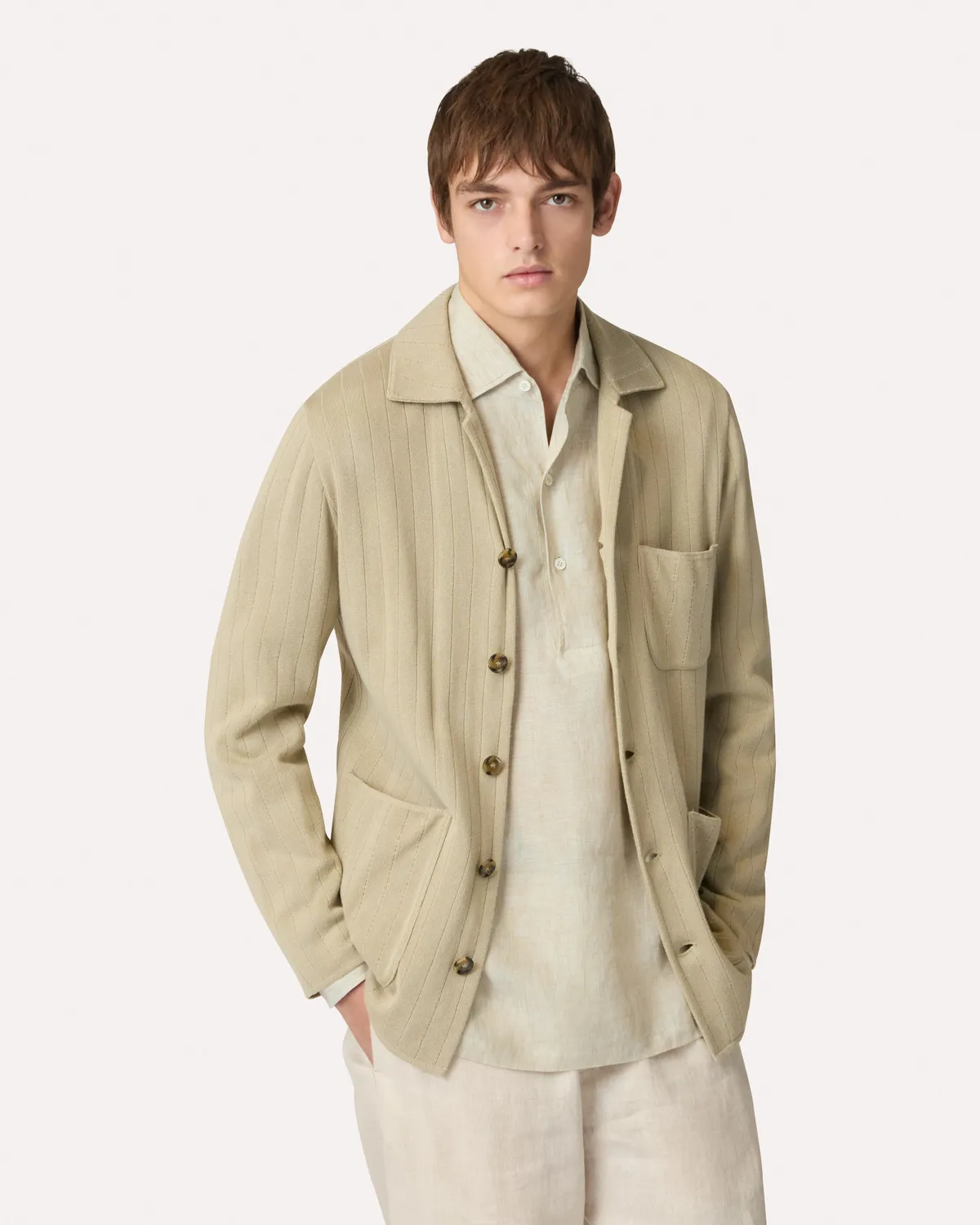 Lardini giacca monopetto maglia salvia cotone