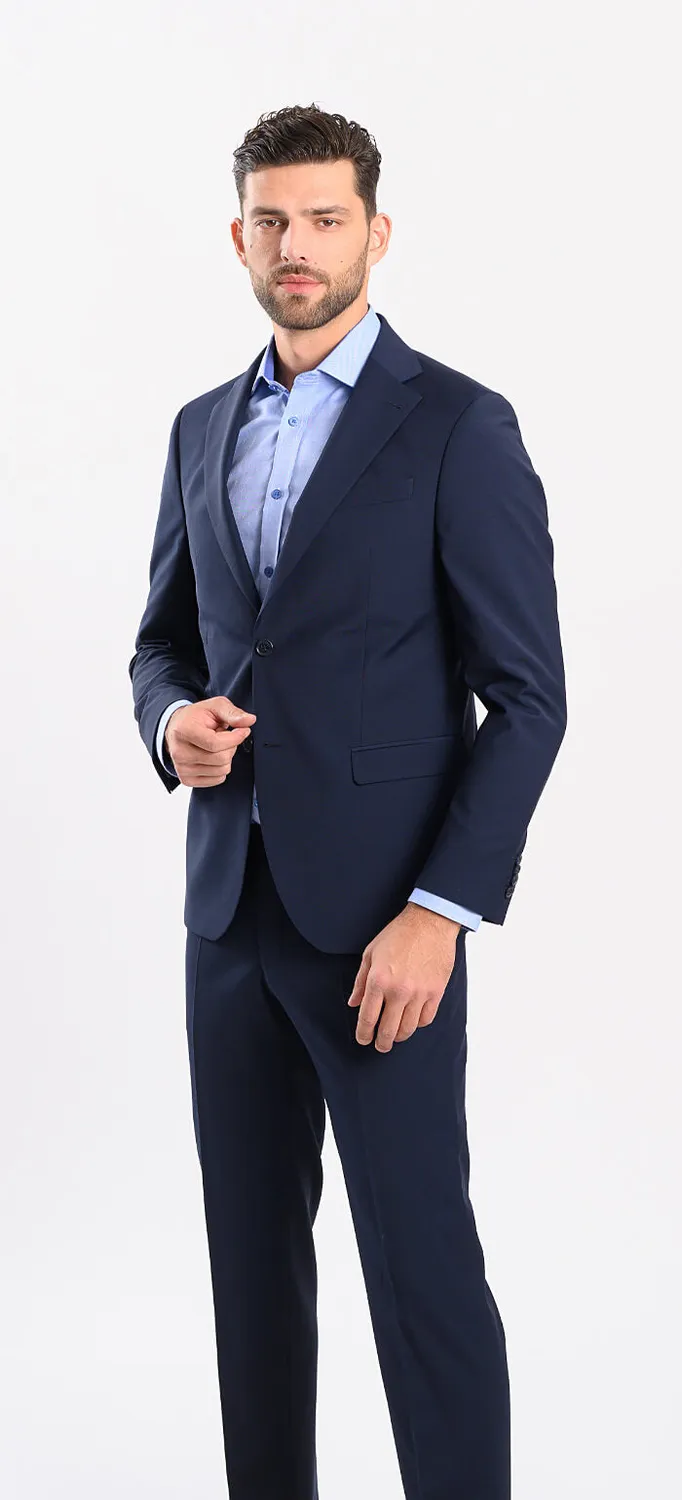 Alain Delon Basic giacca abito blu navy monopetto lana