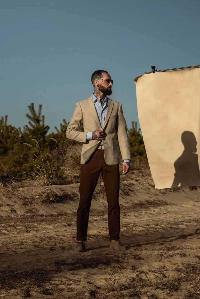 Alain Delon Giacca Primaverile Beige giacca slim fit lana e lino