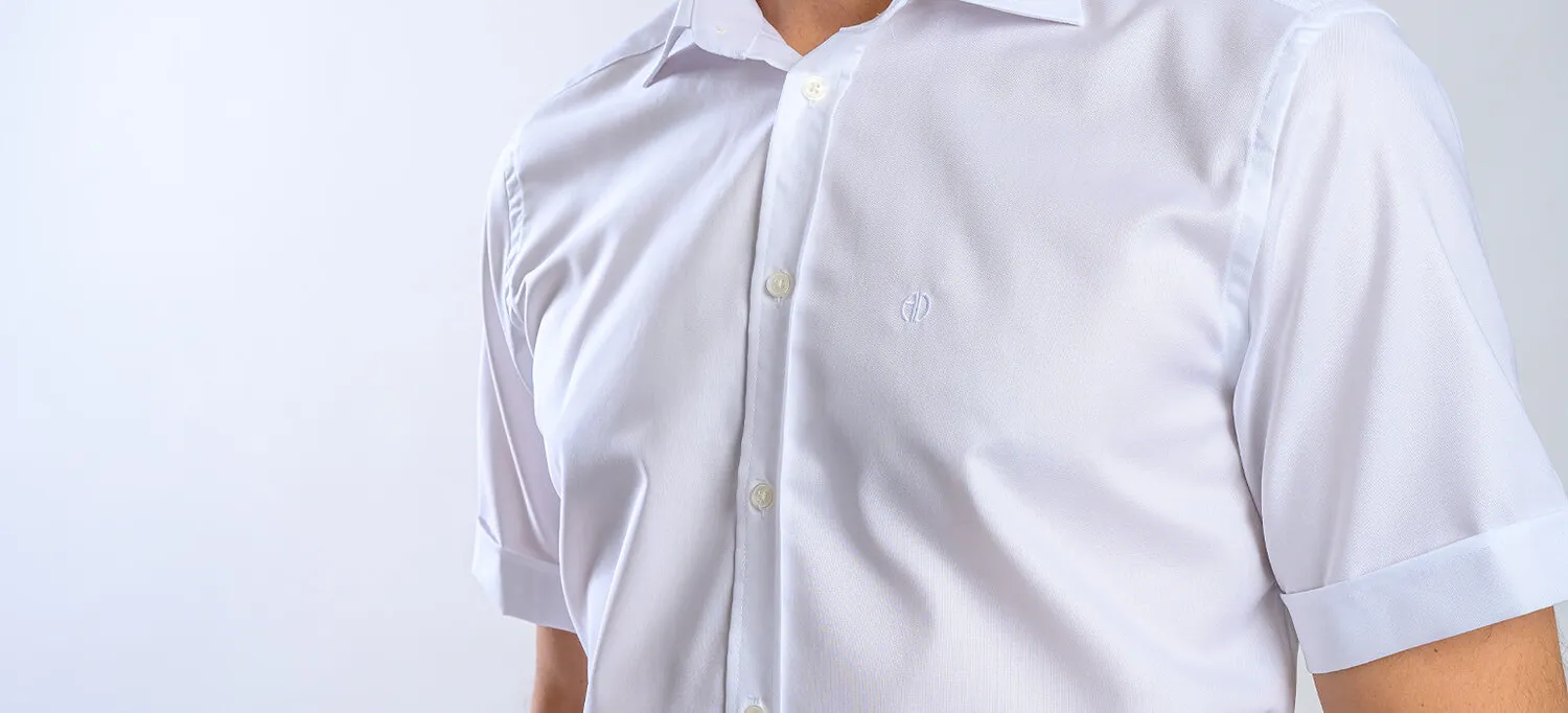 Alain Delon Slim camicia uomo bianca manica corta cotone
