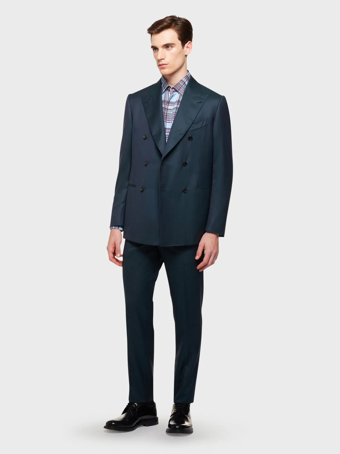 Caruso Butterfly Camicia Seta Cotone Principe di Galles