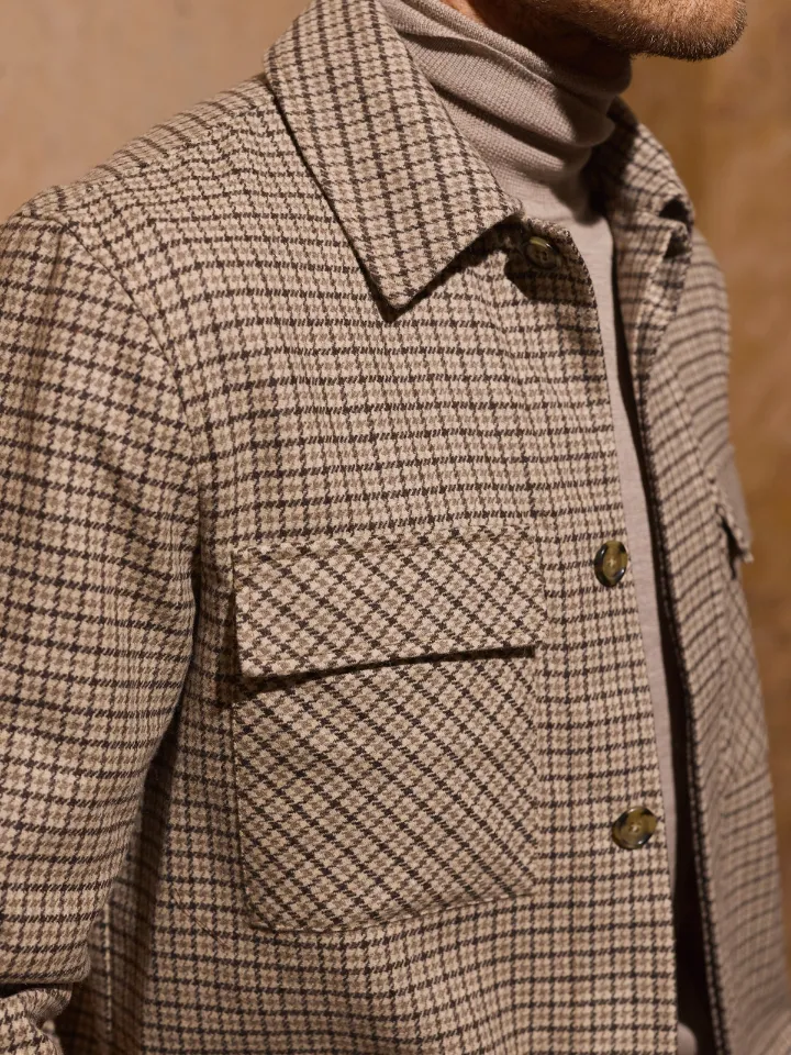 Sand Asher overshirt lambswool scozzese fantasia
