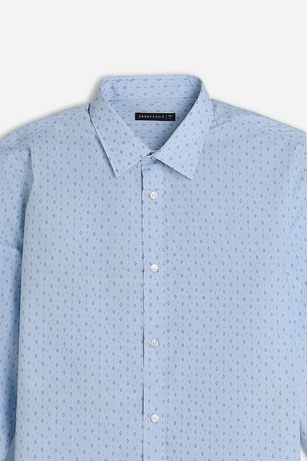 Sonny Bono camicia microfantasia celeste poliestere