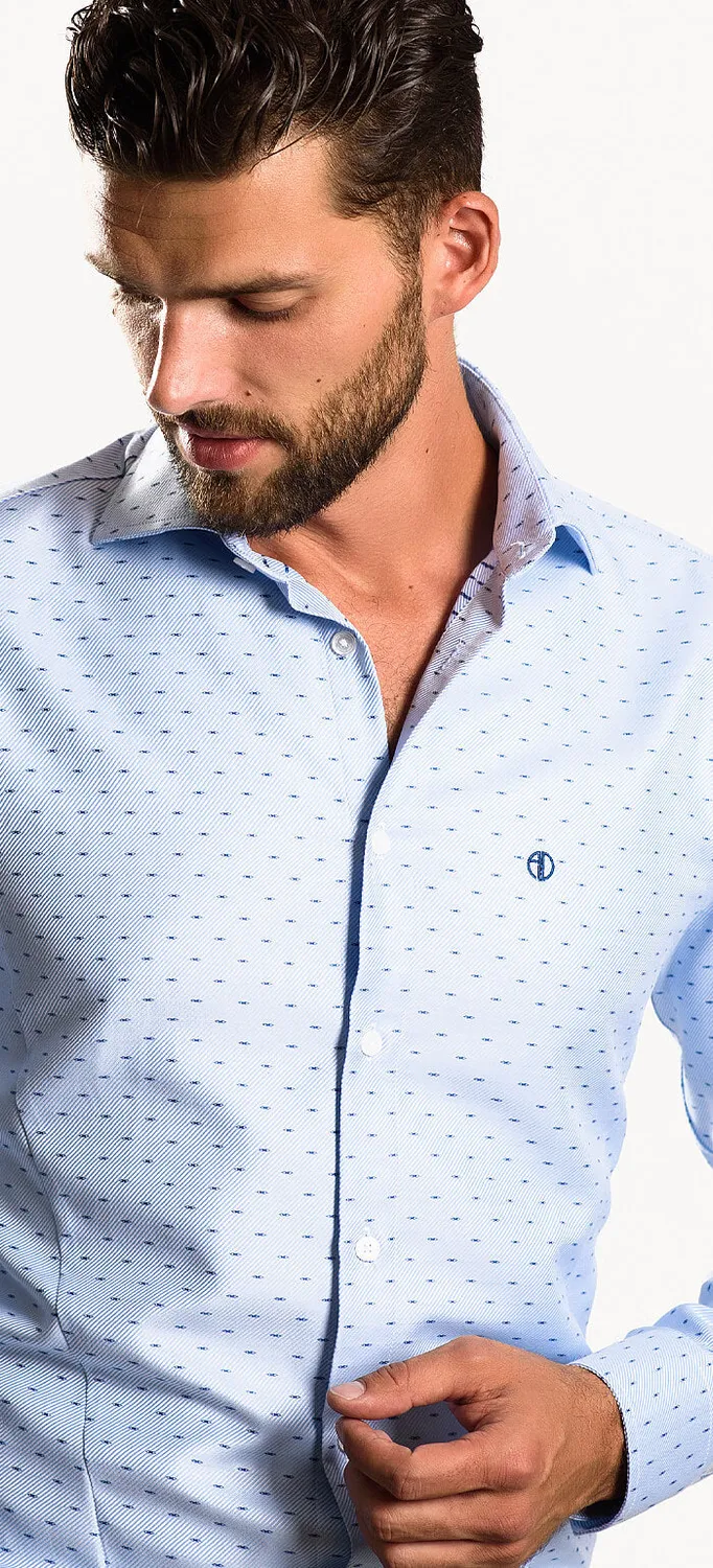 Alain Delon camicia extra slim fit blu a motivi