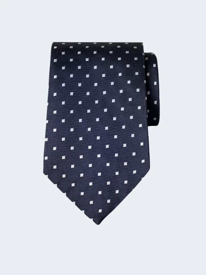 Sand Menswear T488 cravatta seta 8 cm pois blu navy