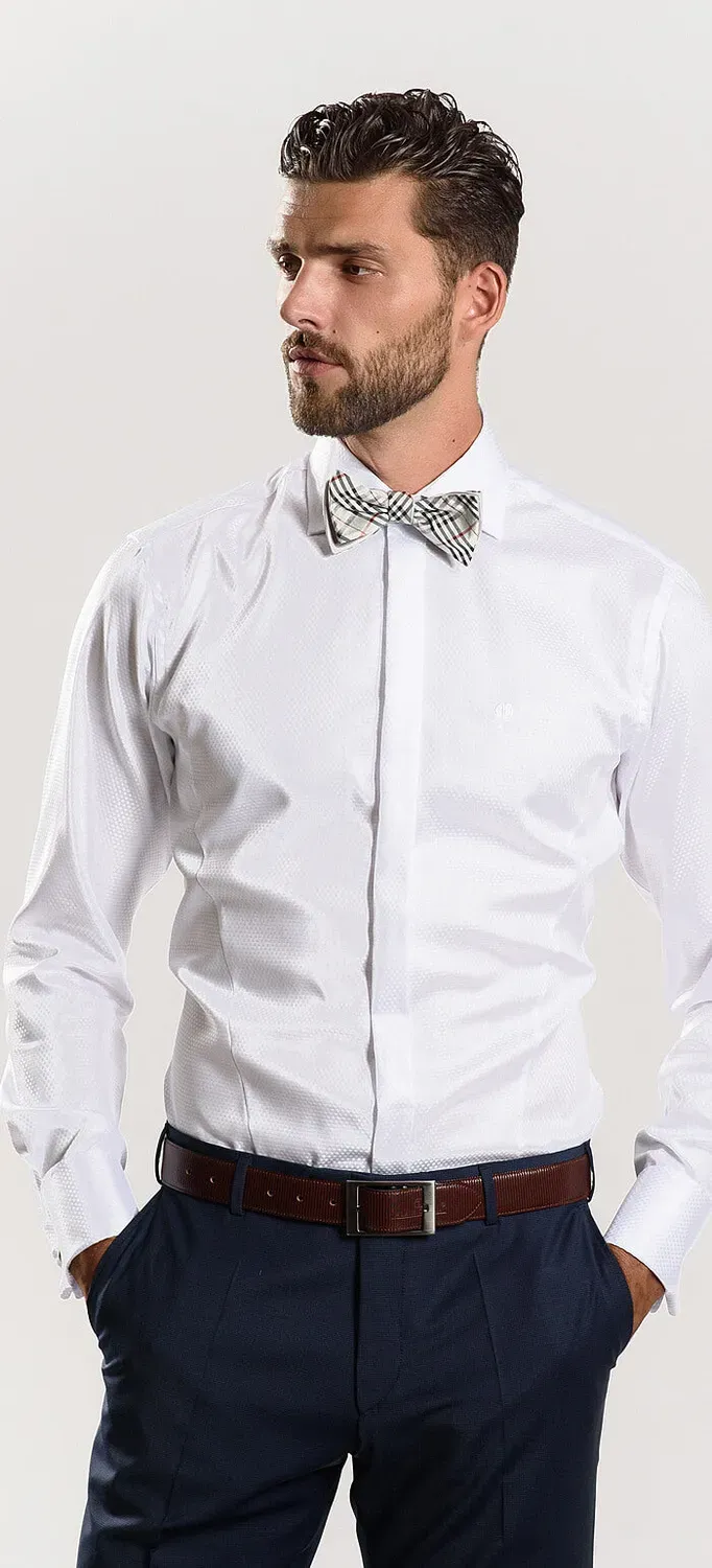Alain Delon camicia Extra Slim Fit bianca cerimonia