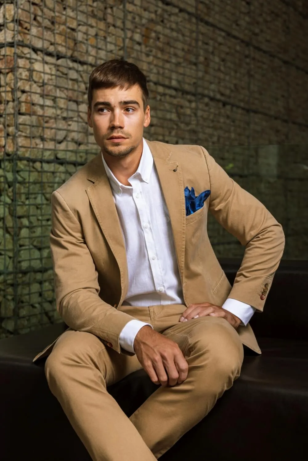 Alain Delon chino slim fit marrone cotone elasticizzato