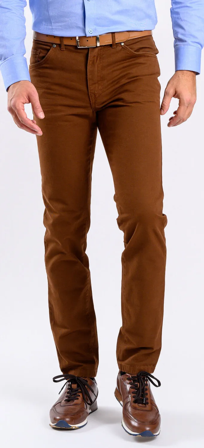Alain Delon Jeans Marroni Slim Fit Elasticizzati Uomo