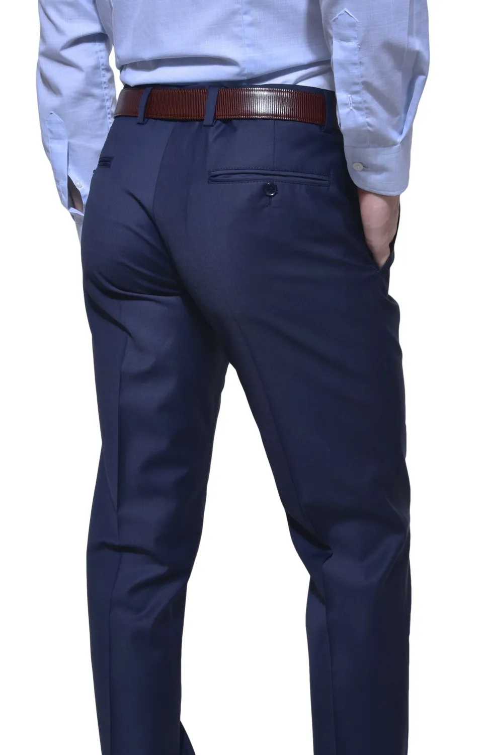 Alain Delon Pantaloni Abito Blu Navy 58 anti-piega