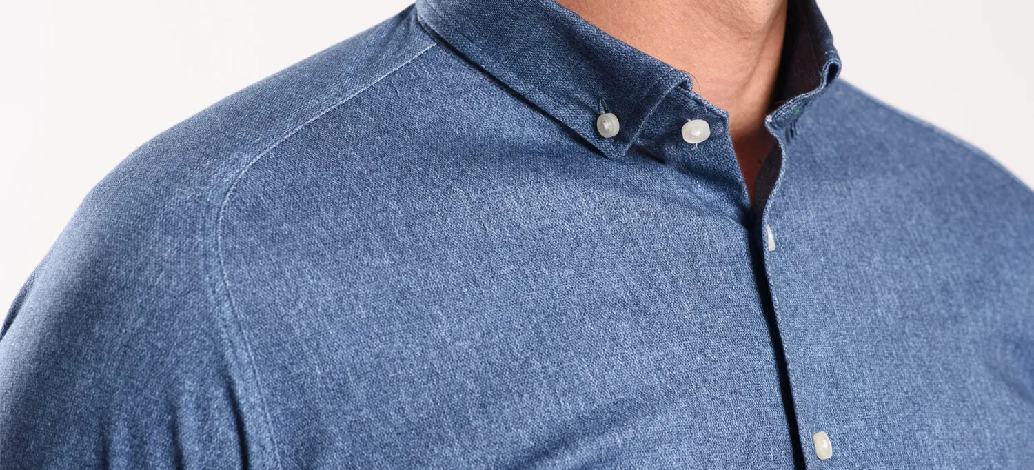 Alain Delon Stretch Extra Slim camicia denim blu jersey