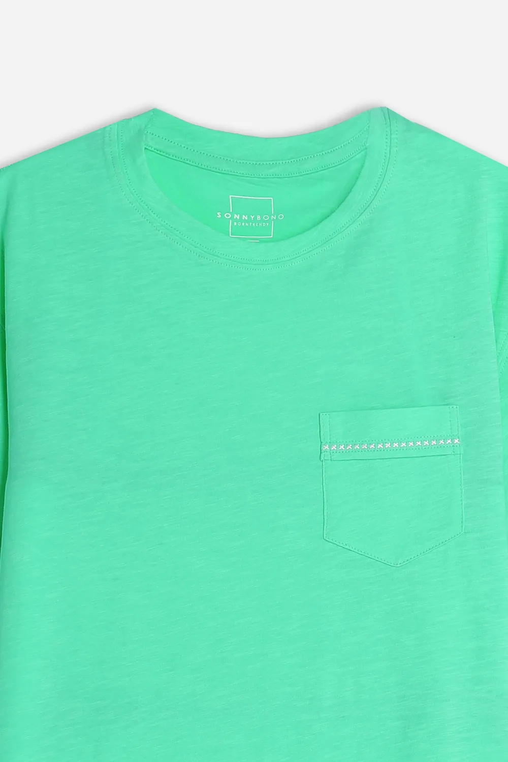 Sonny Bono Slub T-Shirt Verde Smeraldo Taschino Cotone