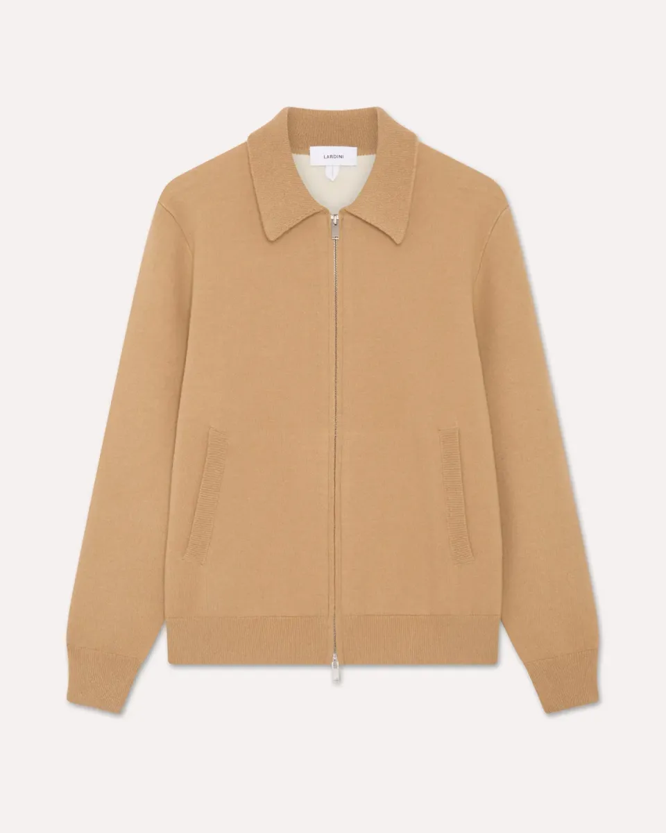 Lardini Bomber Beige Panna in Maglia Lana Nylon