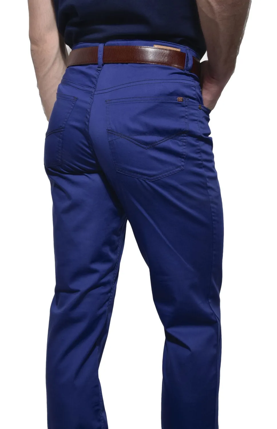 Alain Delon pantalone casual blu slim fit cinque tasche