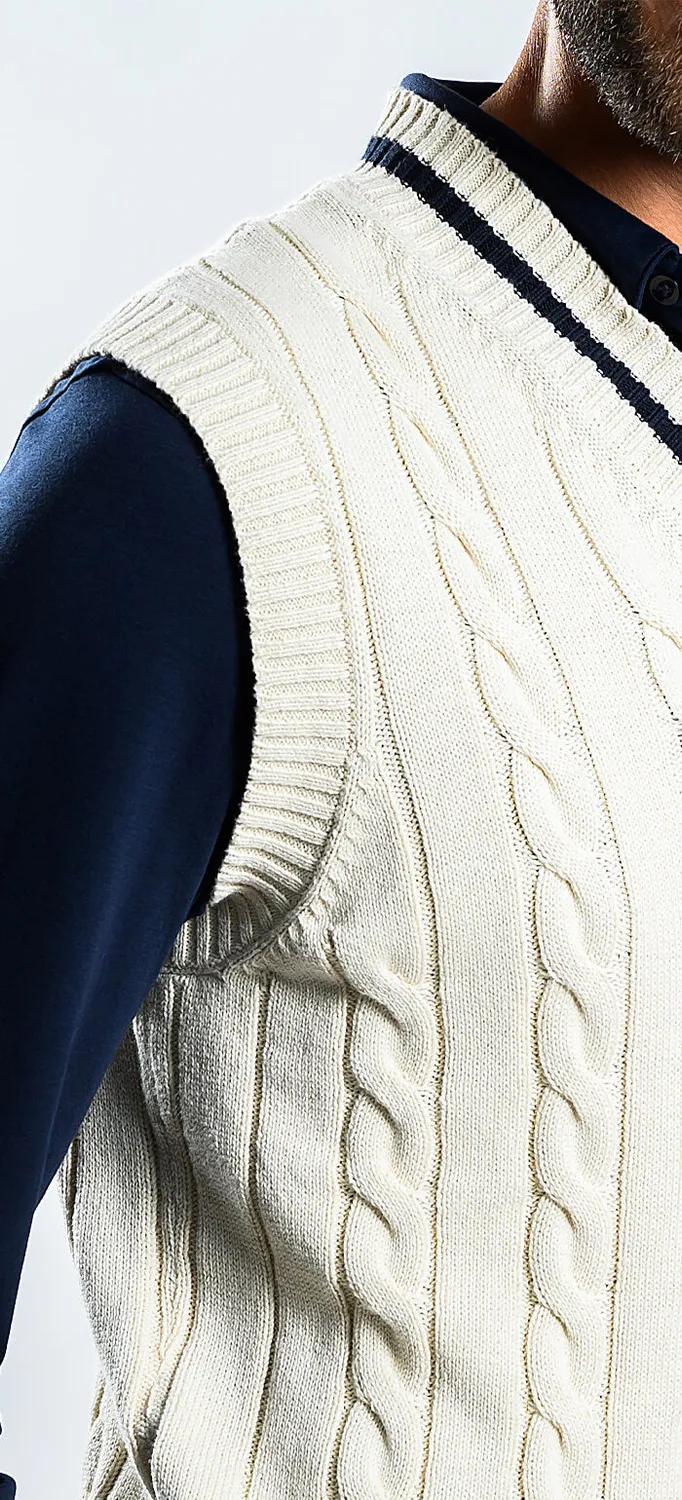 Alain Delon gilet maglia crema uomo slim fit cotone
