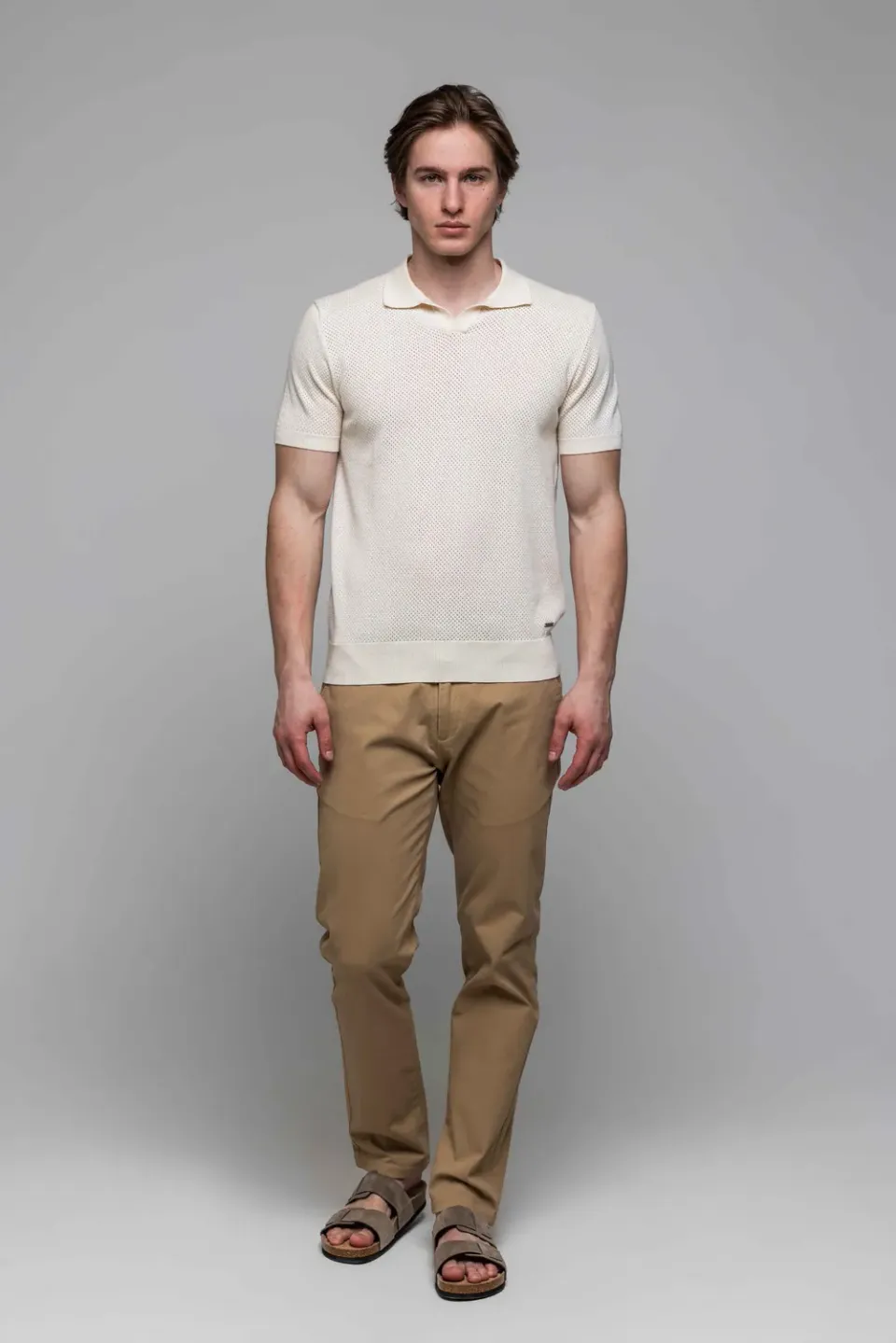 Alain Delon polo crema traforata in cotone