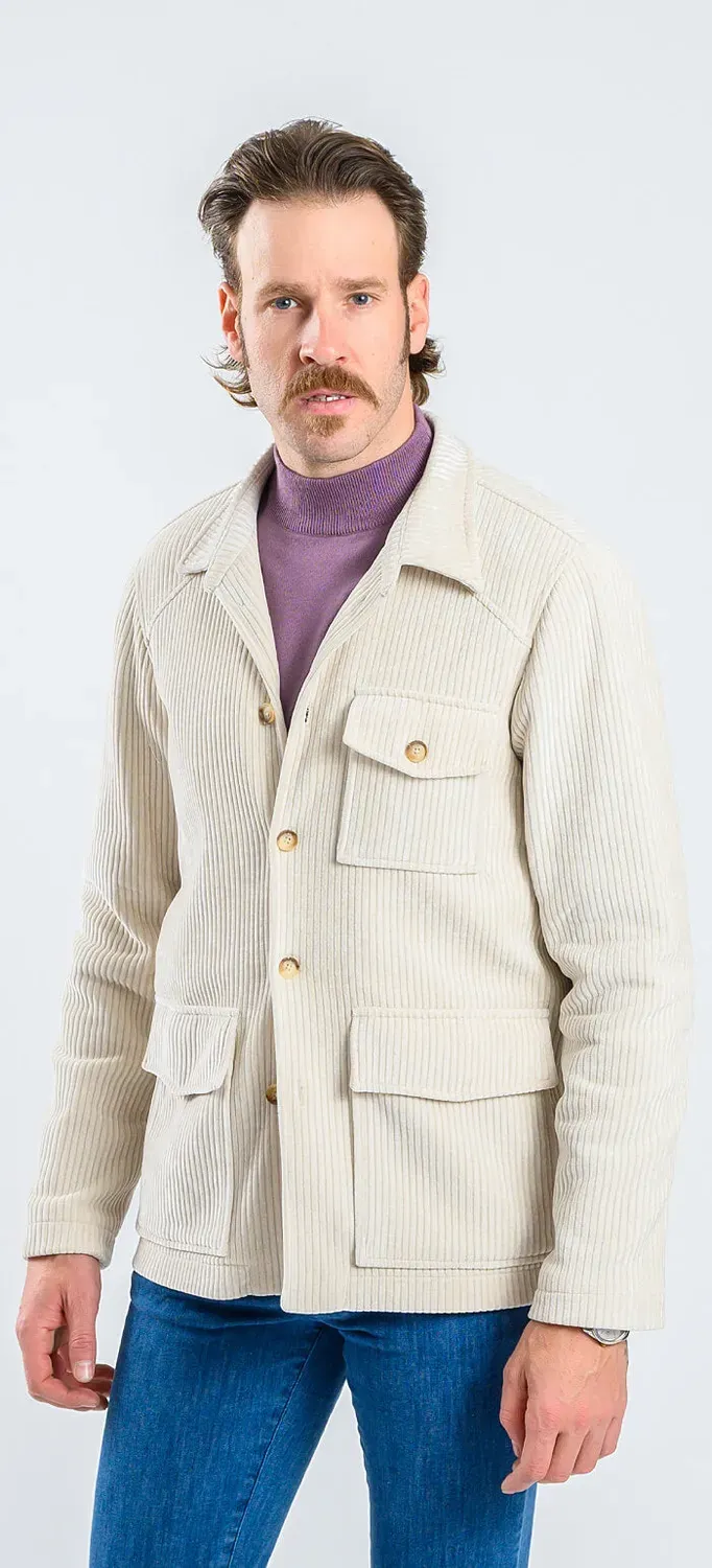 Alain Delon sovracamicia beige velluto coste