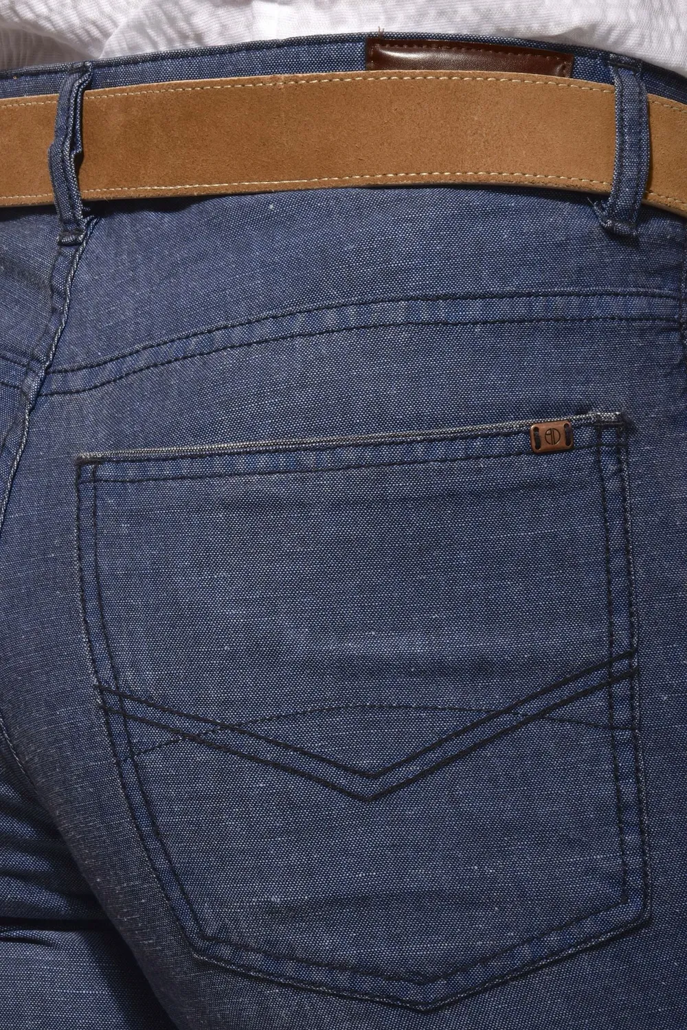 Alain Delon pantaloni primaverili blu cotone lino