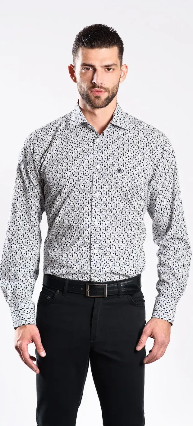 Alain Delon Camicia Casual Slim Fit Fantasia Cotone Getzner