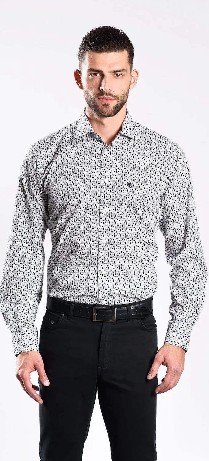 Alain Delon Camicia Casual Slim Fit Fantasia Cotone Getzner