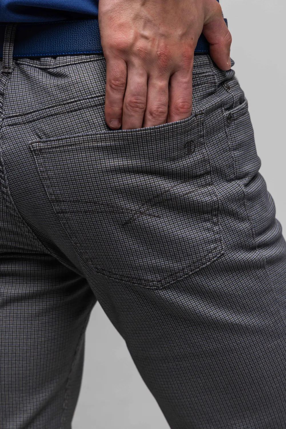 Alain Delon pantaloni casual pied-de-poule marrone grigio