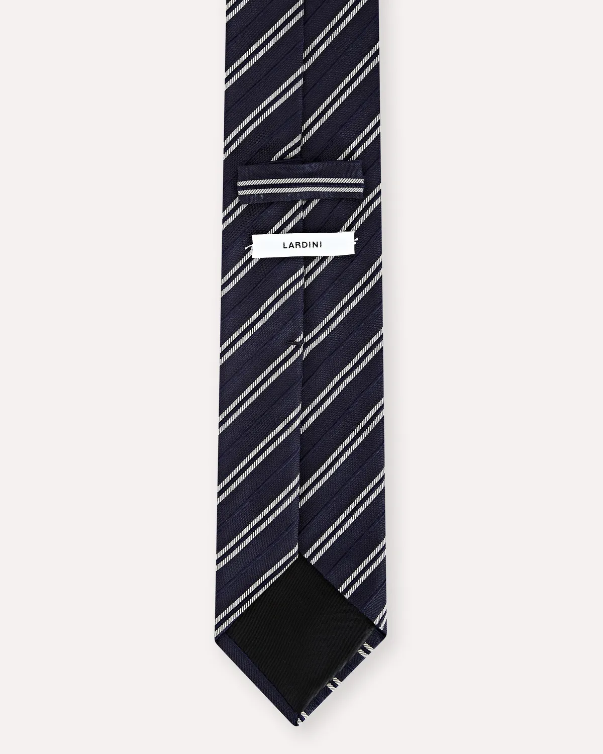 Lardini cravatta blu beige seta e cotone jacquard