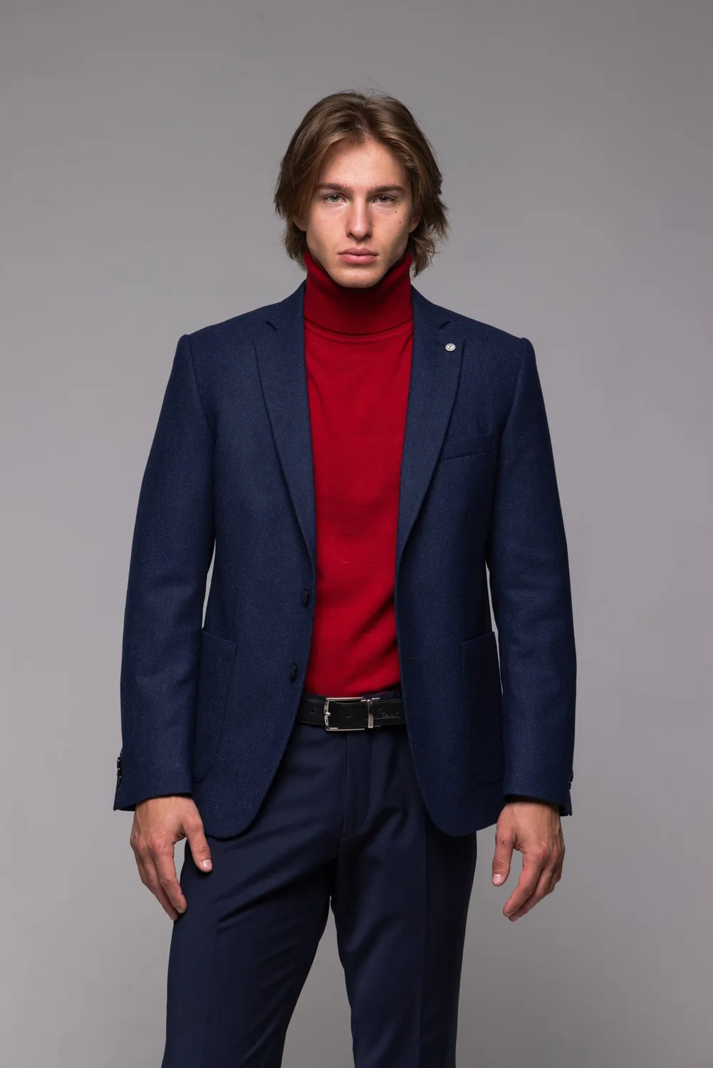 Alain Delon blazer blu navy lana slim fit taglie forti